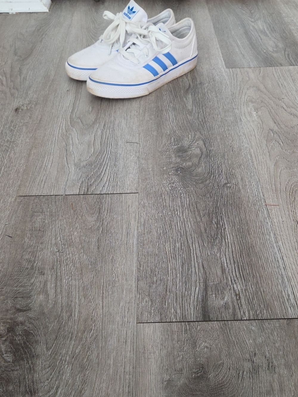 adidas White Sneakers with Blue Stripes - Men’s Low-Top